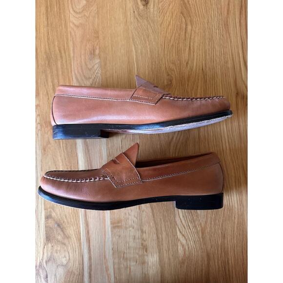 G.H. Bass Weejuns Men's Logan Flat Strap Leather Penny Loafer Tan Size 10 - Picture 3 of 14